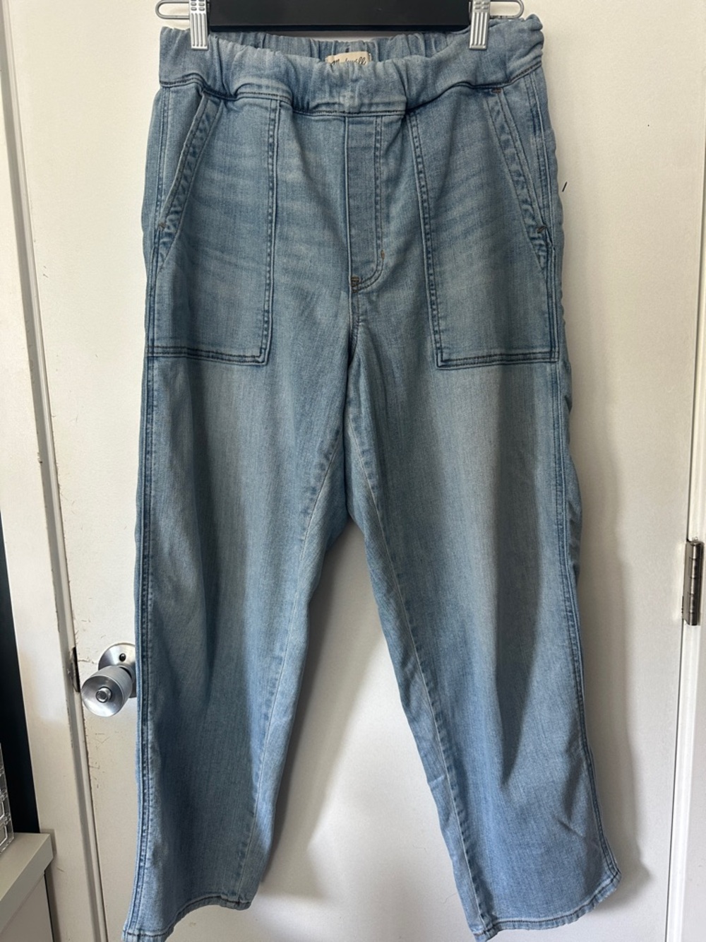Madewell Pull-On Relaxed Jeans Lisford Wash Elastic Waist Straight Leg Boyfriend - Picture 3 of 10